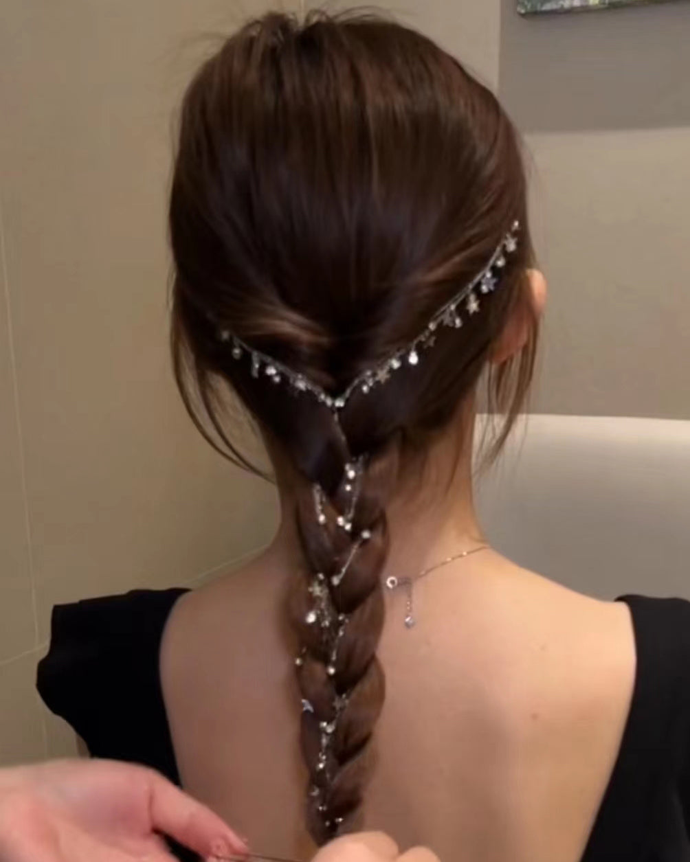 YQQ きらきら スターヘアーチェーン ヘアブレードヘアアクセサリー ヘアクリップ 星ヘ