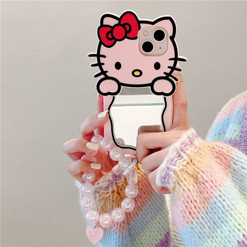 LF 超可愛い猫ちゃん抱き鏡 スマホケース 携帯電話ケース 化粧鏡