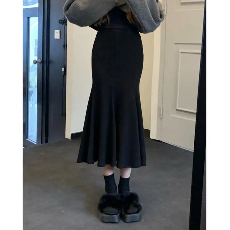 LF01 ニット マーメイドスカート スカート 着やせ エレガント