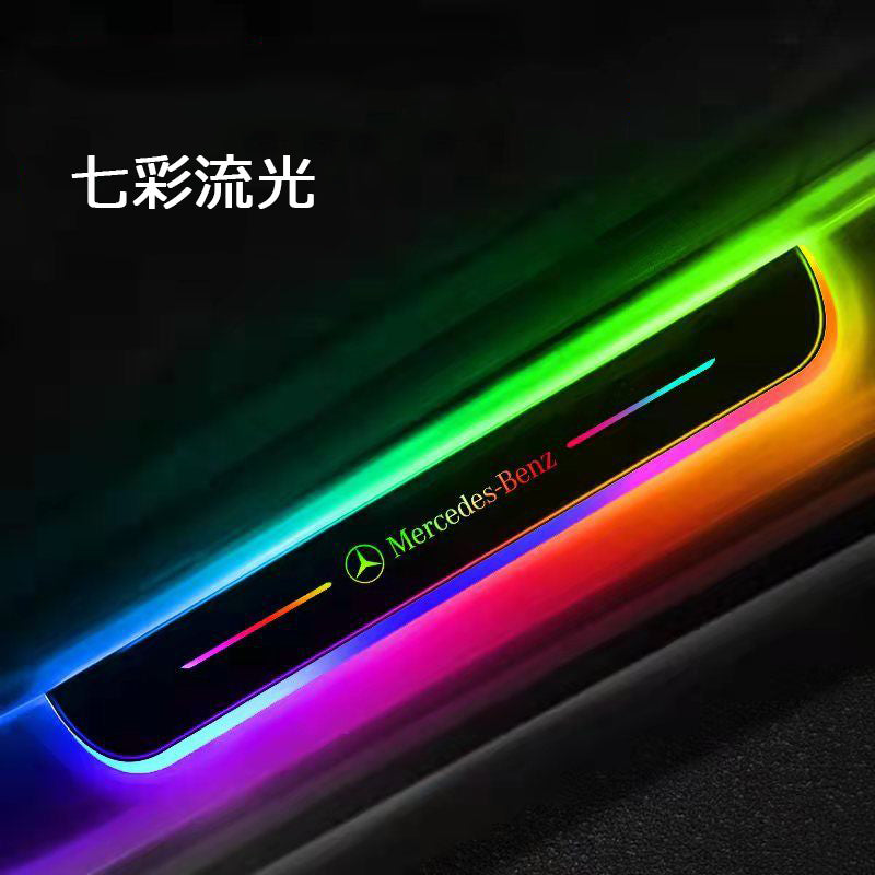 XYW 車載用アンビエントライト フロントドア リヤドア ライト ワイヤレスセンサーLEDライト【七彩流光/多色切り替え】