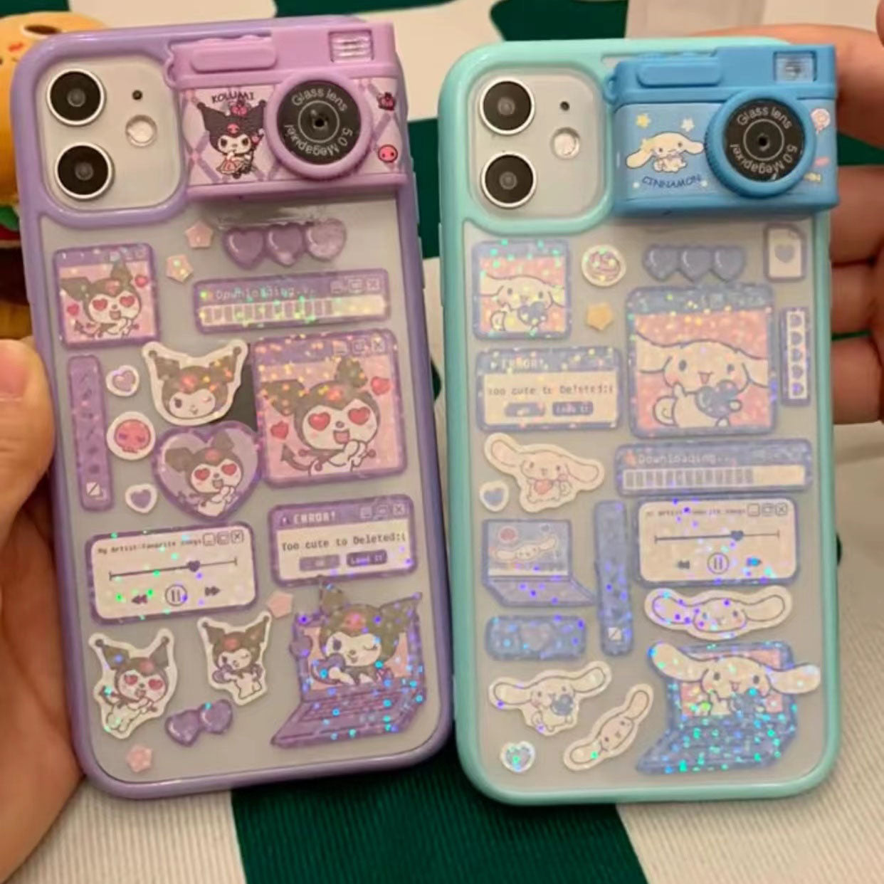 WLY かわいい サンリオ 発光カメラ DIY スマホケース 携帯電話ケース