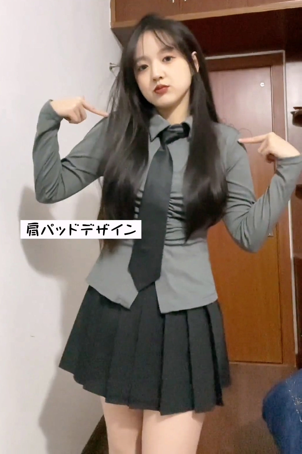 XYW 春新作 ハイウエスト プリーツスカート 着やせ 学生