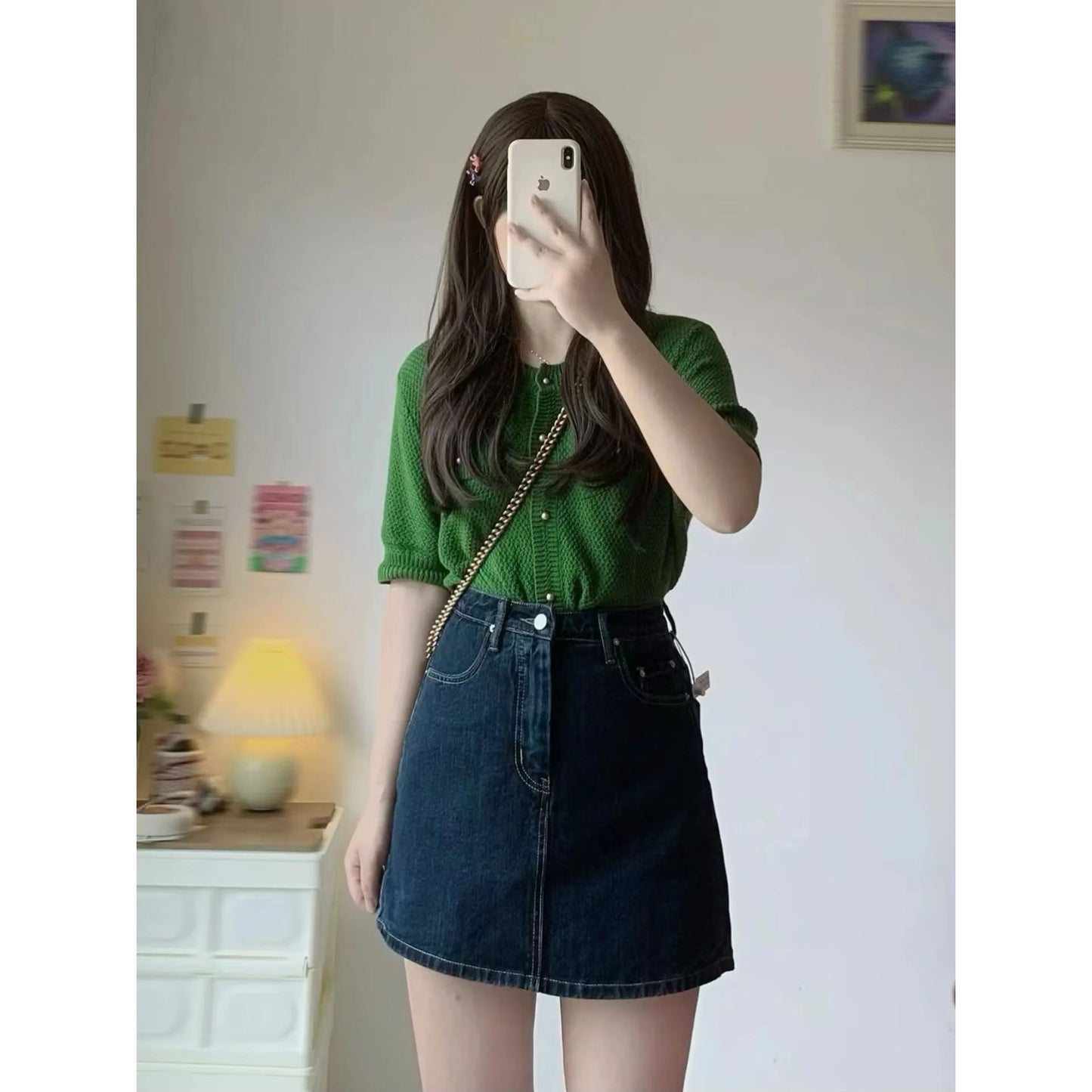 XYW 夏新作 ハイウエストデニムスカート キュロット パンツ 着やせ