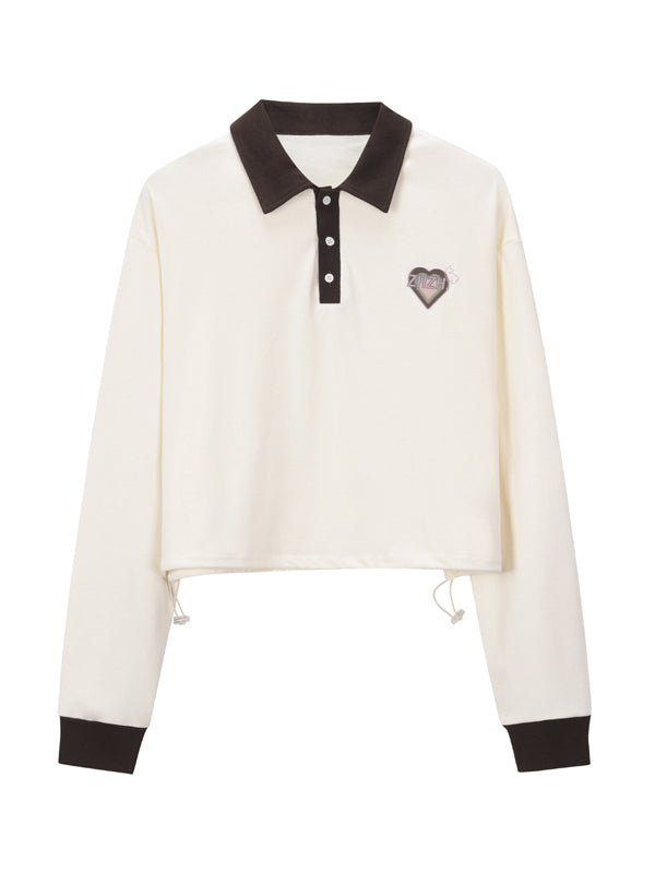 XYW 春新作 POLO ポロネック 長袖 ポロシャツ かわいい 全4色