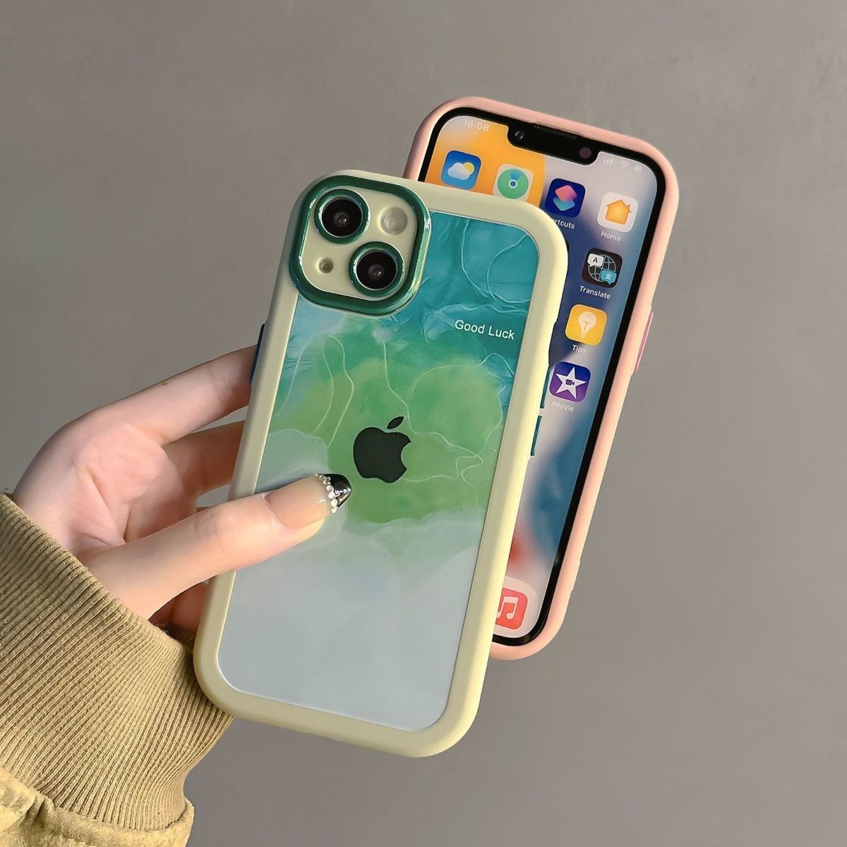 YQQ にじみ色 スマホケース 携帯電話ケース 芸術