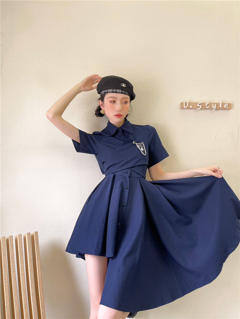 夏新作 オリジナルデザイン アシンメトリー ワンピース シャツワンピ 着やせ ハイウエストのコピー