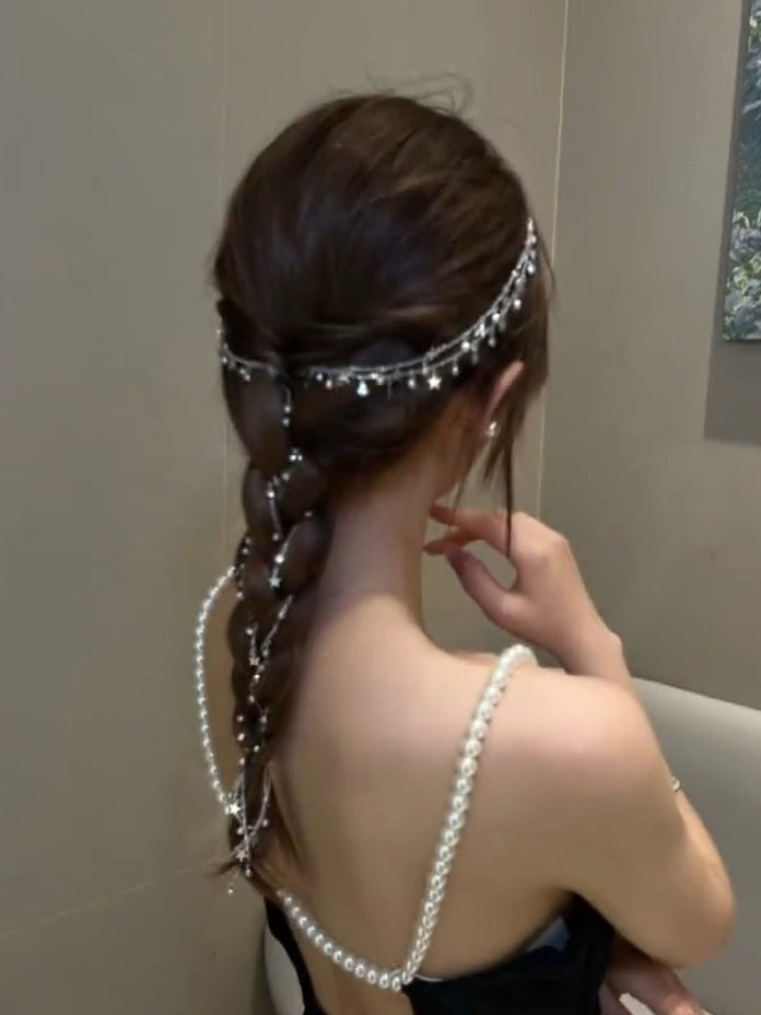 XYW きらきら 髪飾り スターヘアーチェーン ヘアブレードヘアアクセサリー ヘアクリップ 星ヘ