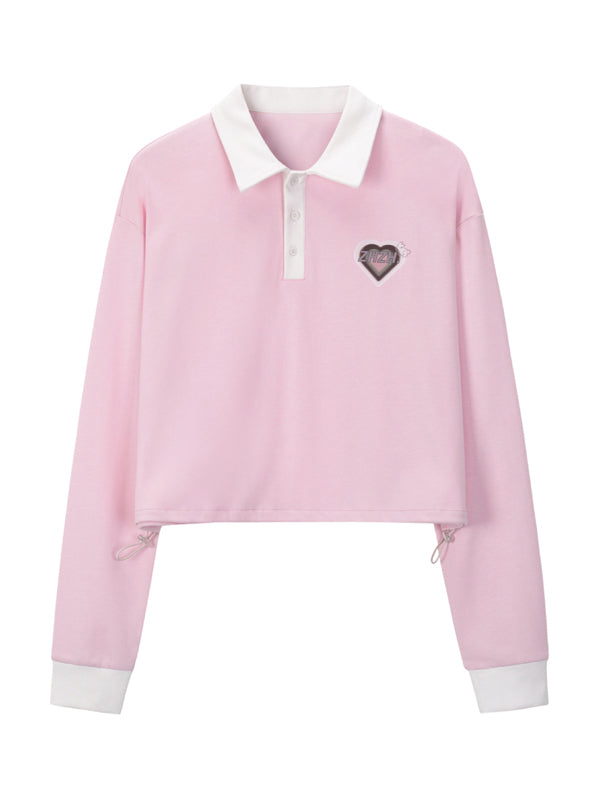 XYW 春新作 POLO ポロネック 長袖 ポロシャツ かわいい 全4色