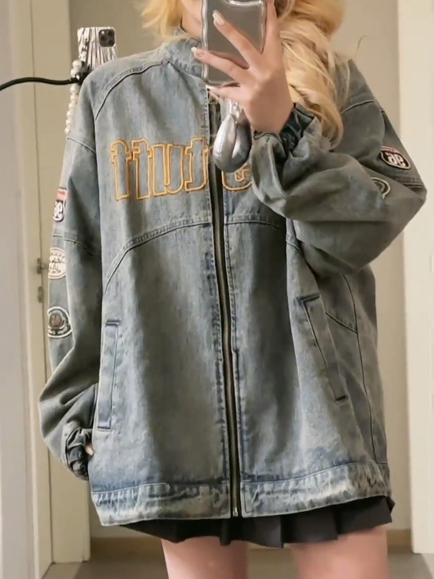 XYW 新作 オーバーサイズ デニムジャケット かっこいい ギャル