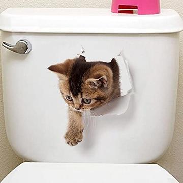 YQQ 3D かわいい 動物 リムーバブル バスルーム トイレ 座席ウォール ステッカー壁紙 猫(5匹の猫セット)