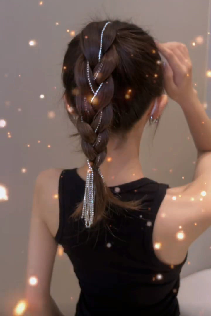 XYW フラッシュドリル チェーンヘアクリップ タッセル ヘアクリップ ヘアアクセサリー 髪飾り