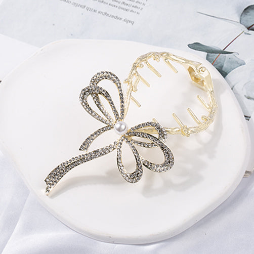 LF キラキラ リボン メタル バレッタ お団子ヘア かわいい