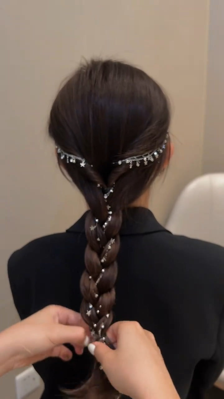 XYW きらきら 髪飾り スターヘアーチェーン ヘアブレードヘアアクセサリー ヘアクリップ 星ヘ