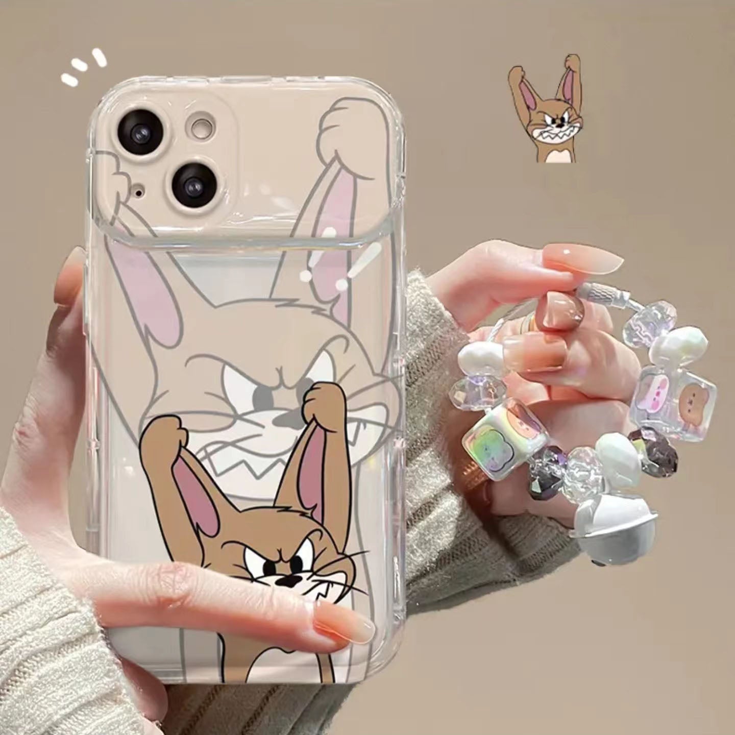 LF 可愛い トムとジェリー スマホケース 携帯電話ケース 化粧鏡 スタンド