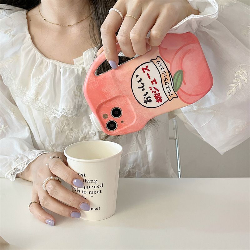 LF 桃ジュース 超可愛い スマホケース 携帯電話ケース キラキラシールが付きます