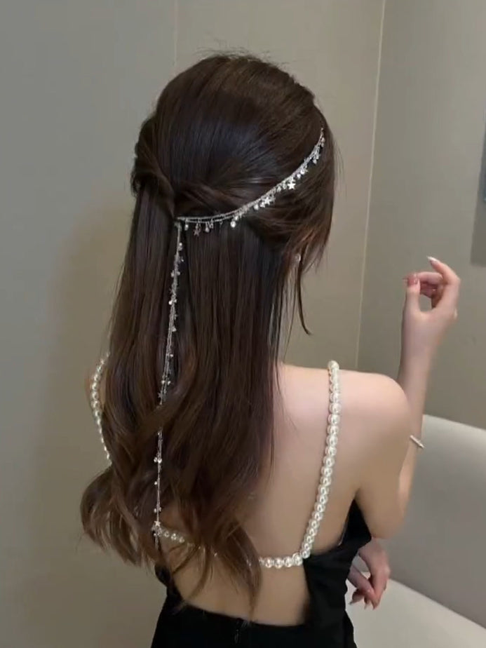 XYW きらきら 髪飾り スターヘアーチェーン ヘアブレードヘアアクセサリー ヘアクリップ 星ヘ