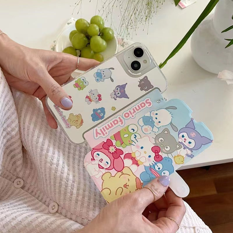 WLY フリップ型 ミラースマホケース かわいいサンリオ フリップフォンケース 携帯電話ケース