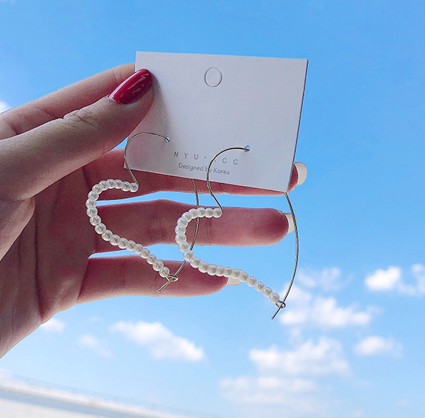 YQQ かわいい ラブハーツ&パール ピアス イヤリング