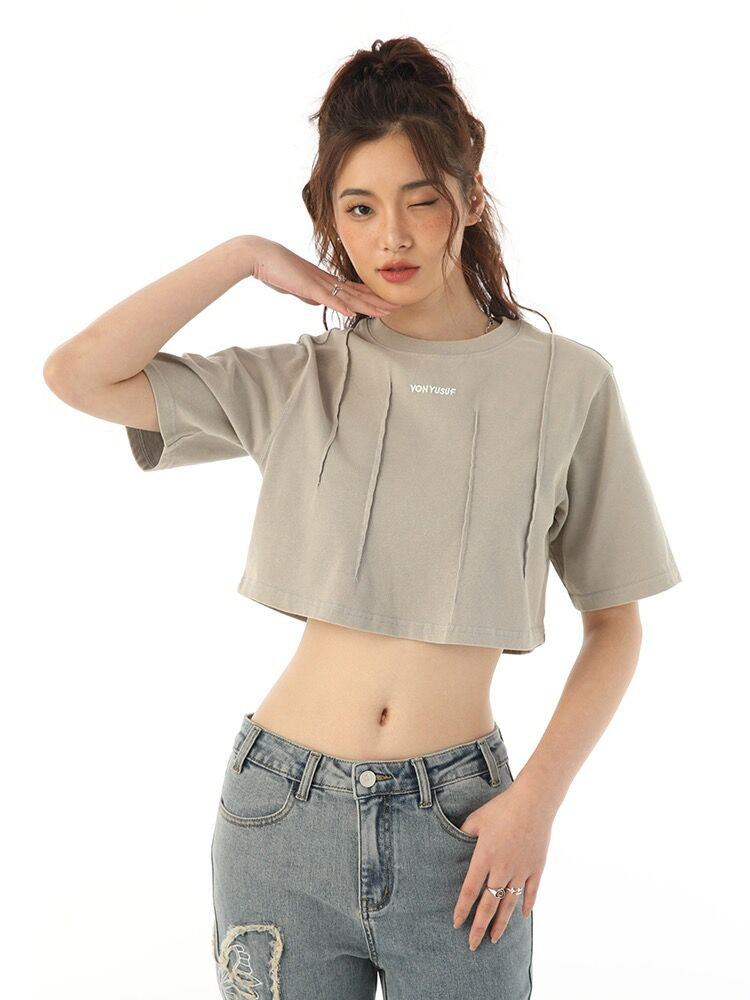 XYW オリジナルデザイン 半袖Tシャツ ショート/ロング トップス 全3色 ギャル ストリートコーデ
