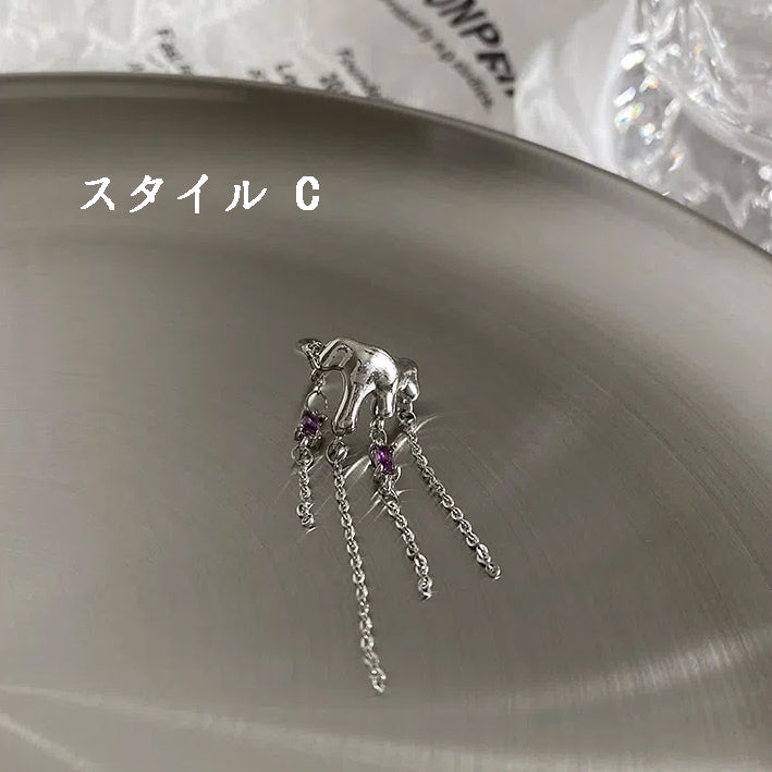 YQQ クールパープル かっこかわいい イヤーカフ 無耳洞イヤリング