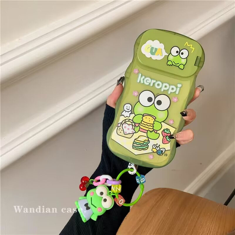 YQQ 可愛いサンリオ スマホケース 携帯電話ケース 化粧鏡 スタンド