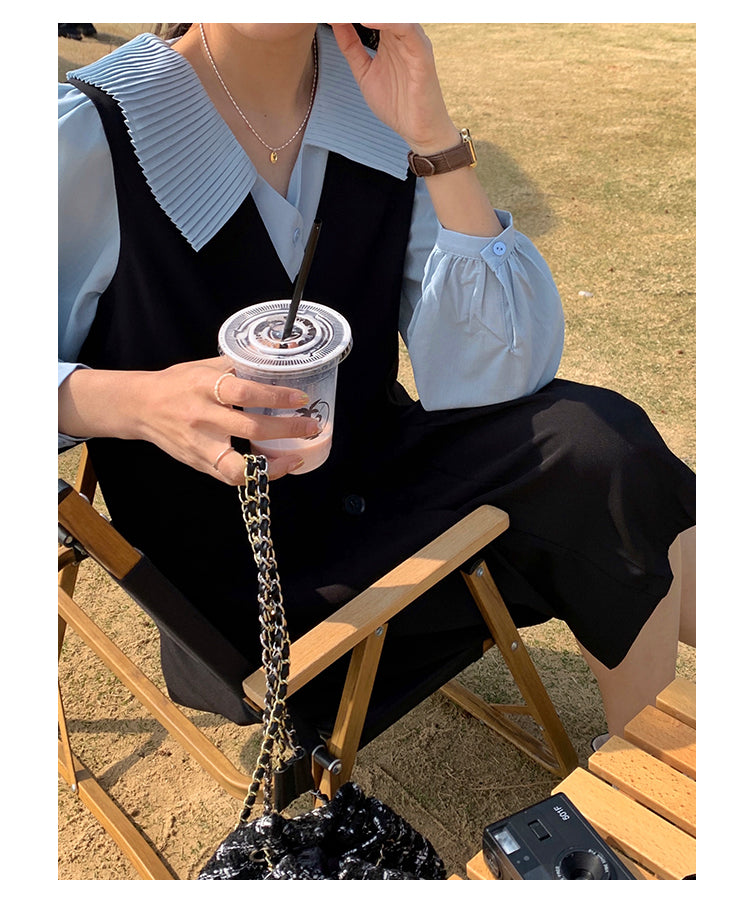 前売 XYW 2023春夏新作 シャツ ワンピース セット 学生 JK