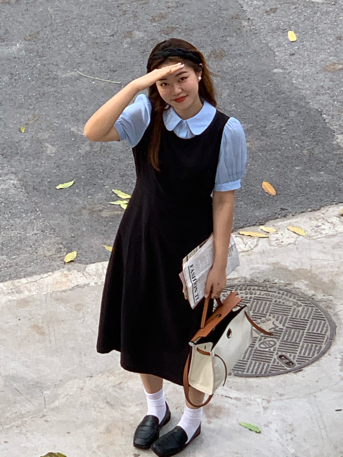 XYW 夏 シャツカラーワンピース かわいい
