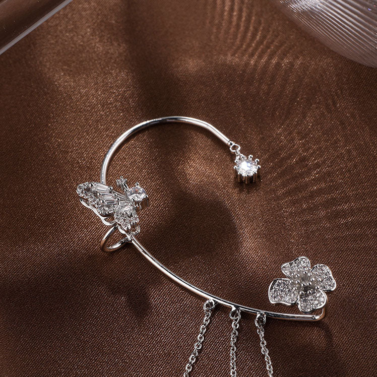 LF 花 蝶 バタフライ タッセル イヤリング イヤーフック