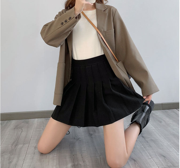 XYW 春新作 ハイウエスト プリーツスカート 着やせ 学生