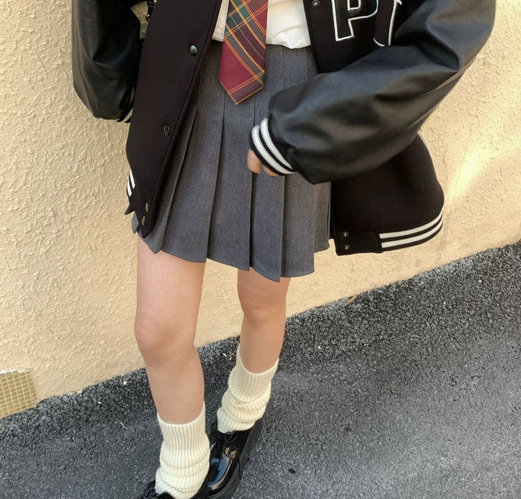 XYW 春新作 ハイウエスト プリーツスカート 着やせ 学生