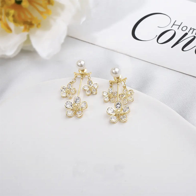 LF 2022新作 春夏 花 真珠 イヤリング おしゃれな ピアス かわいい