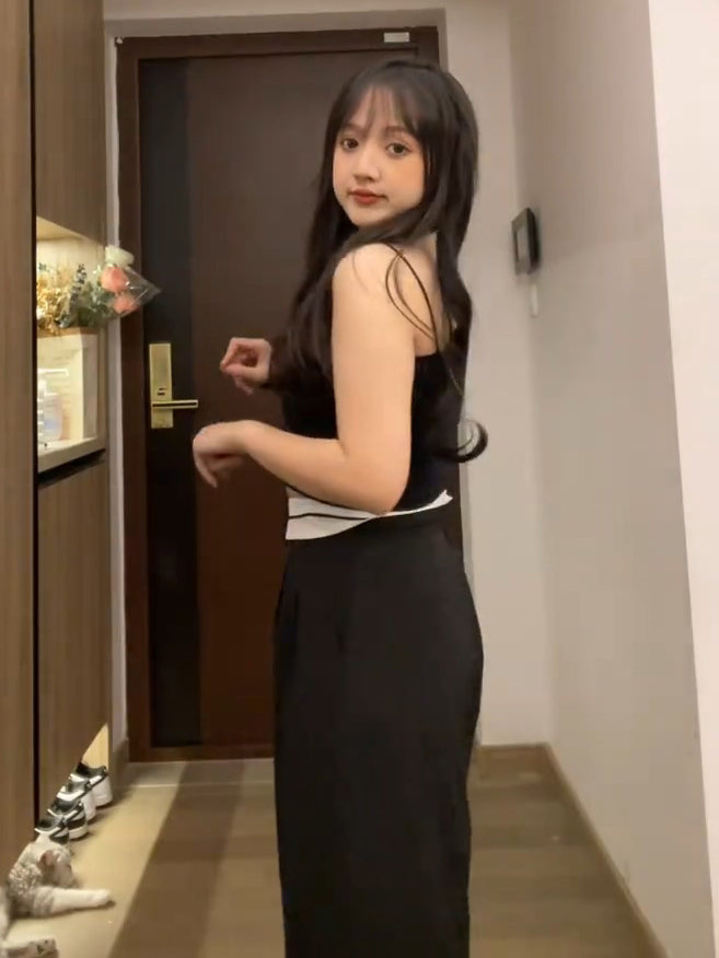 XYW 着やせ ハイウエスト スラックス ガチョウパンツ