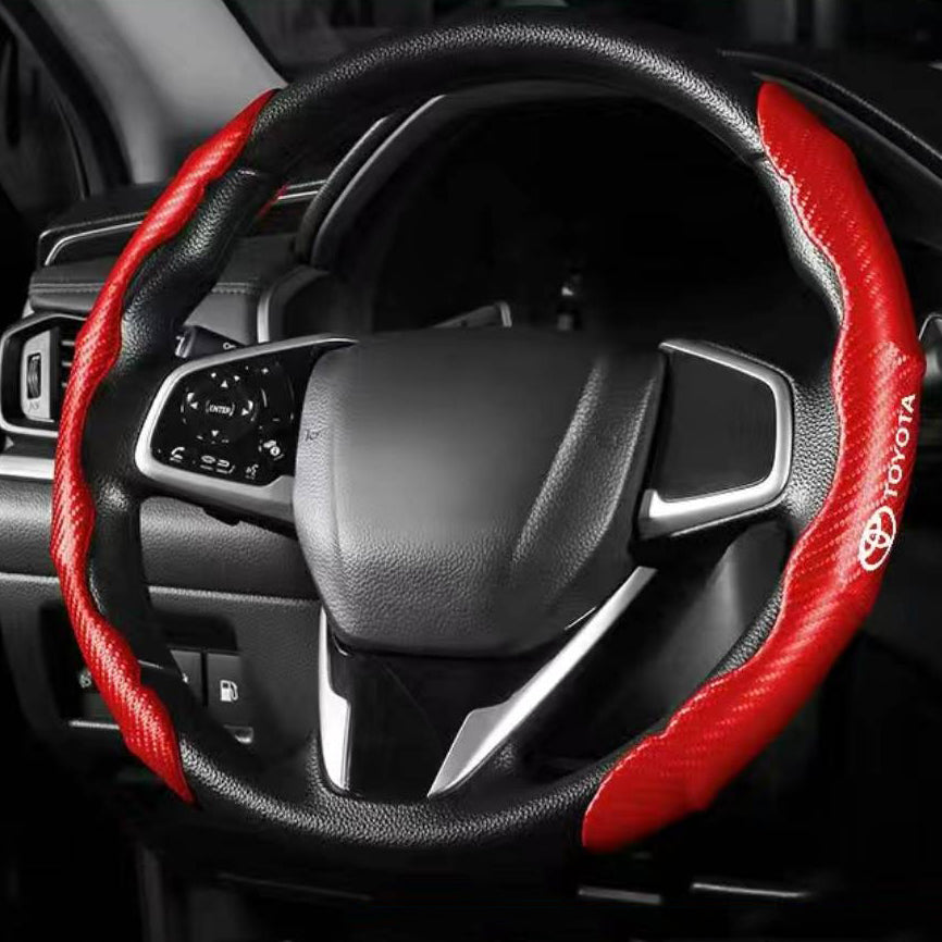 XYW 【光沢タイプ】ステアリングホイールカバー カーボンファイバー 滑り止め吸湿 車種別専用ステアリングカバー