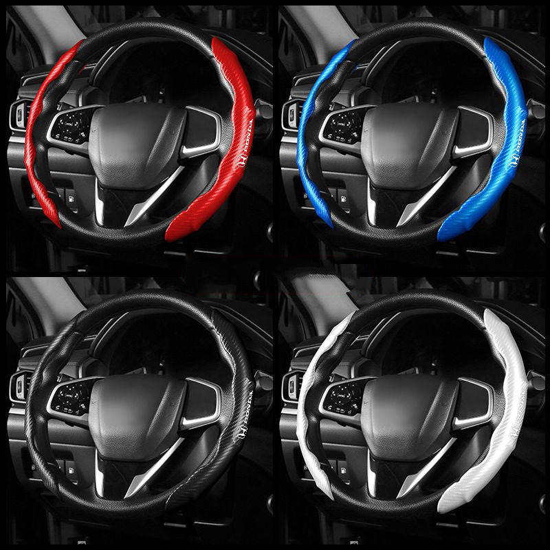XYW 【光沢タイプ】ステアリングホイールカバー カーボンファイバー 滑り止め吸湿 車種別専用ステアリングカバー