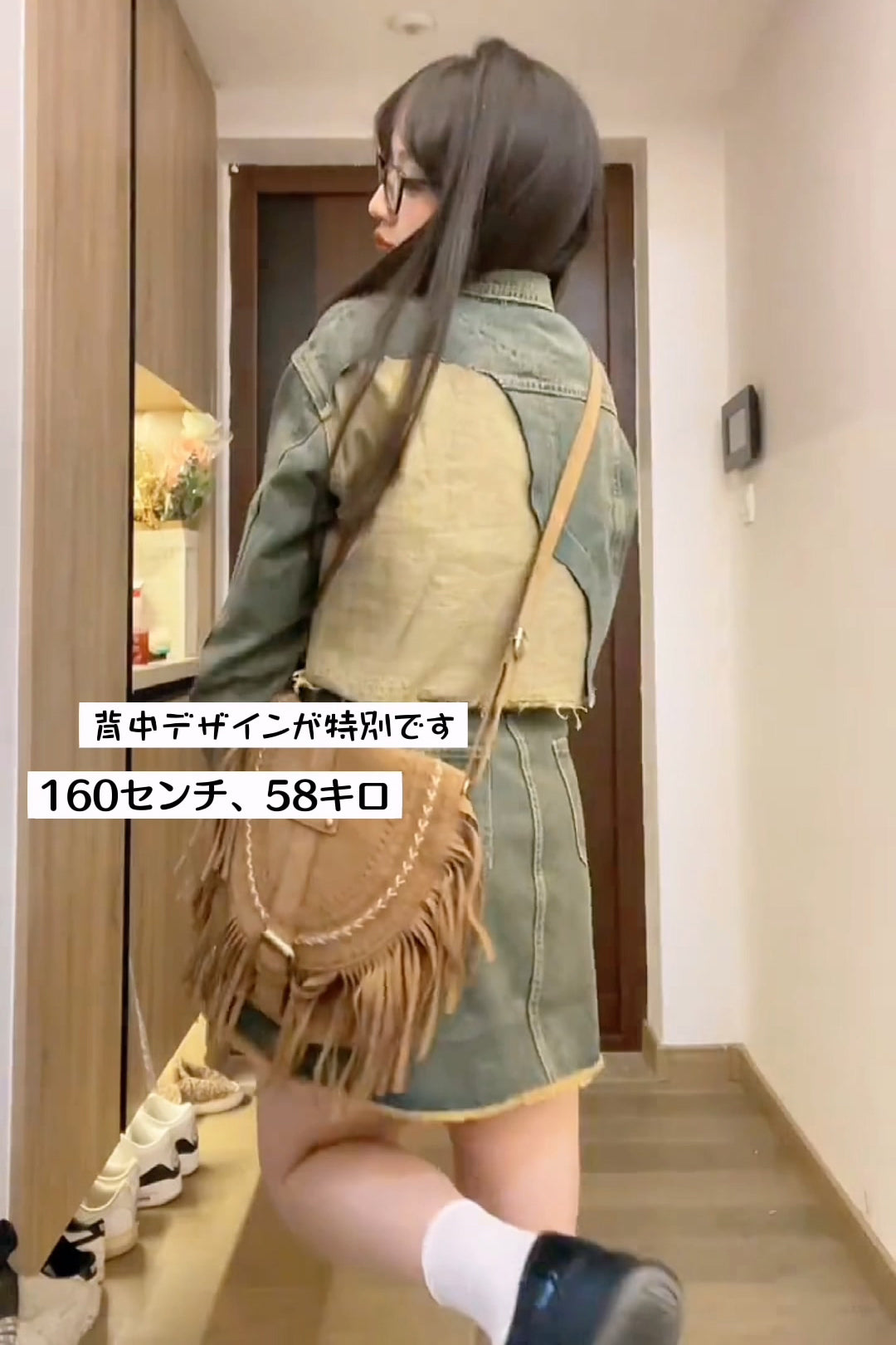 XYW レトロスタイル ギャル 長袖 デニム ジャケット+ミニスカート セット