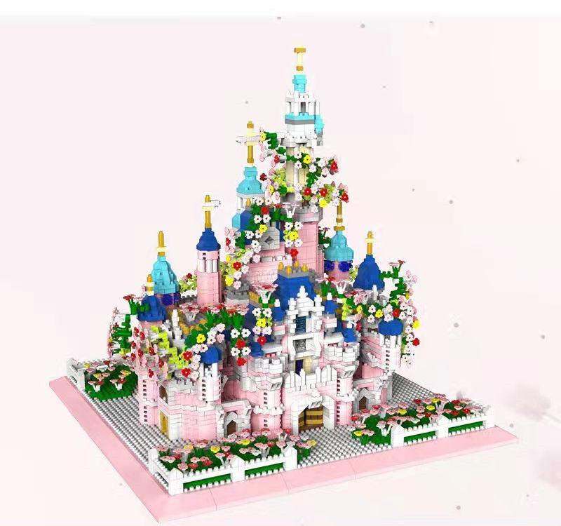 ピンク城組立積木おもちゃ