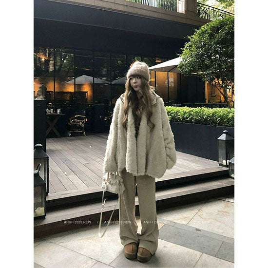 LF  ふわふわ  ホワイトファージャケット  大人可愛い  ゆったり  コート