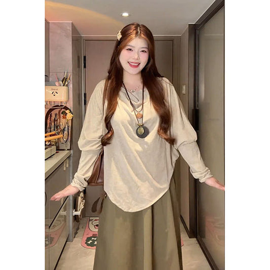 LF  ゆるシルエット トップス×ロングスカート セットアップ 大人カジュアル 体型カバー ナチュラルコーデ