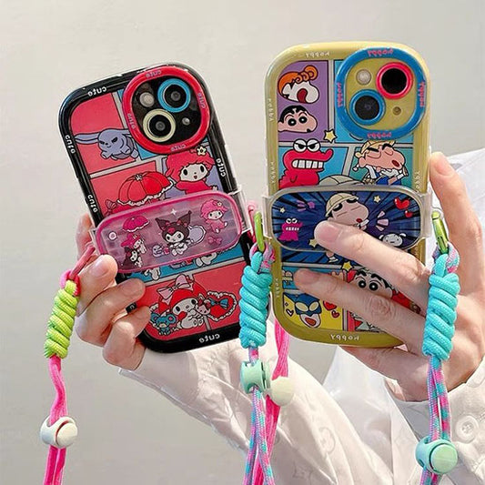 LF  可愛い  キャラクター  スマホケース  携帯電話ケース  クランプ式ストラップ  スマホショルダー