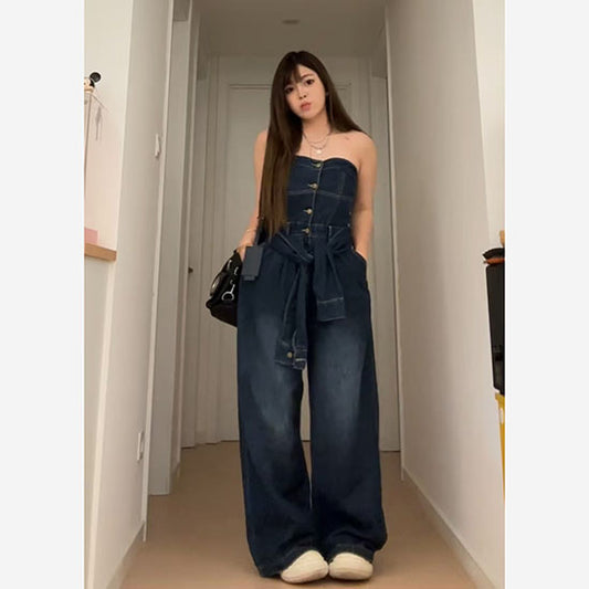 LF  韓国風デニムオールインワン｜チューブトップ×ハイウエストで美脚見え