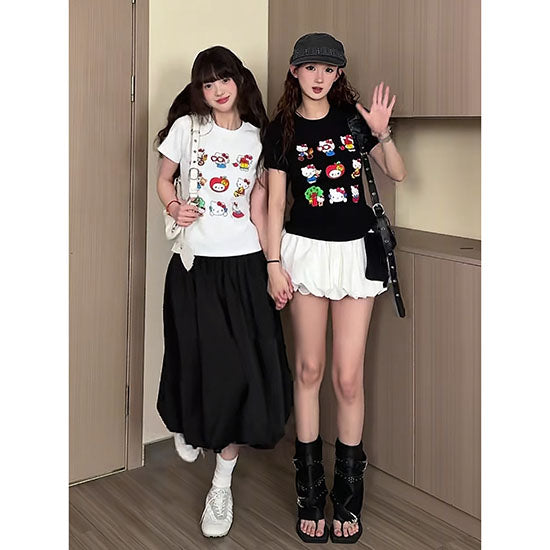 LF04  アメリカンギャル  Tシャツ  カートゥーン  スリム  着痩せ  上着