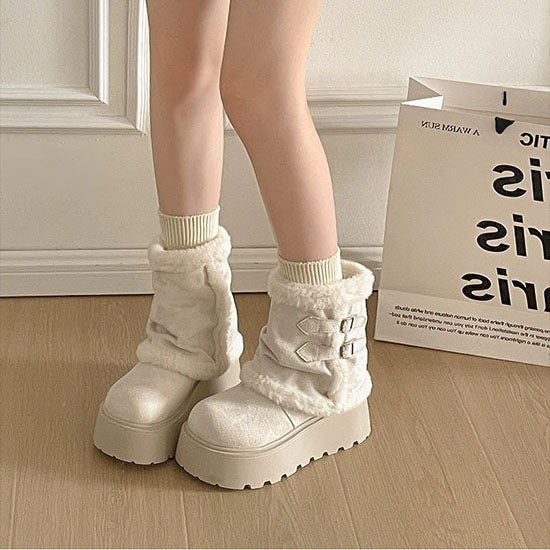 LF  レトロ  厚底  スノーブーツ  ショートブーツ