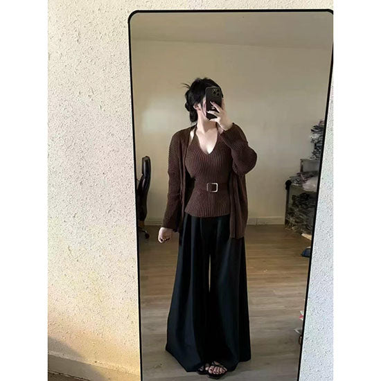 LF  ファッションセット  カーディガン  カジュアル  3点セット  体型カバー