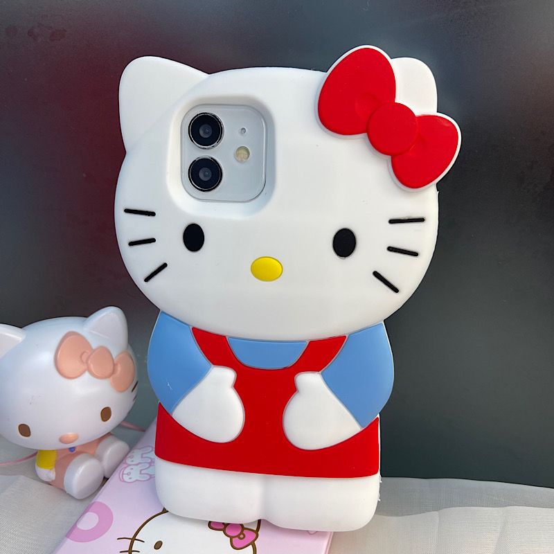 YQQ  立体  白  ハローキティ  Hello Kitty シリコン携帯ケース  スマートフォンケース
