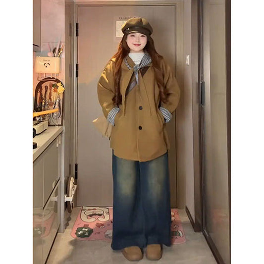 LF  秋冬  ラシャコート   かわいい  韓国系コート  着痩せ  ゆったり