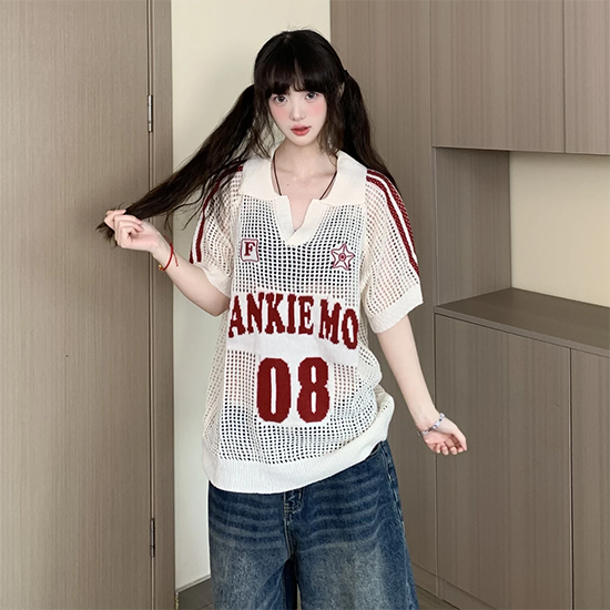 LF04  透かしニット  トップス  Tシャツ  4色選択可能