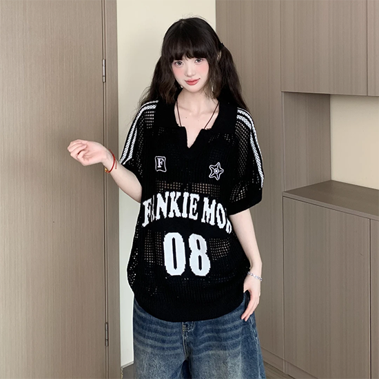 LF04  透かしニット  トップス  Tシャツ  4色選択可能