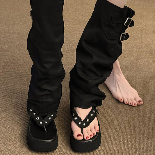 LF  厚底  サンダル  ロングブーツ  パンツブーツ  二通りの履き方の靴  かっこかわいい