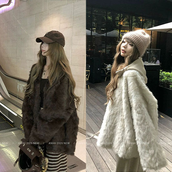 LF  ふわふわ  ホワイトファージャケット  大人可愛い  ゆったり  コート