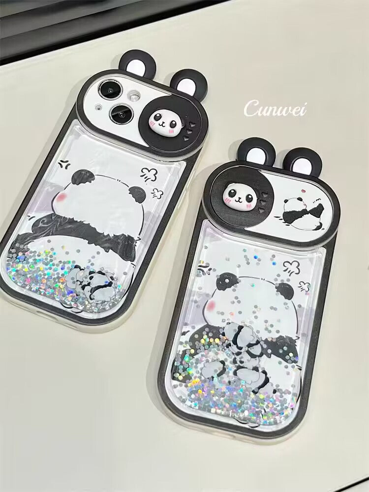 YQQ 可愛いパンダ  新しいアイデア 流砂携帯ケース マホケース  携帯電話ケース